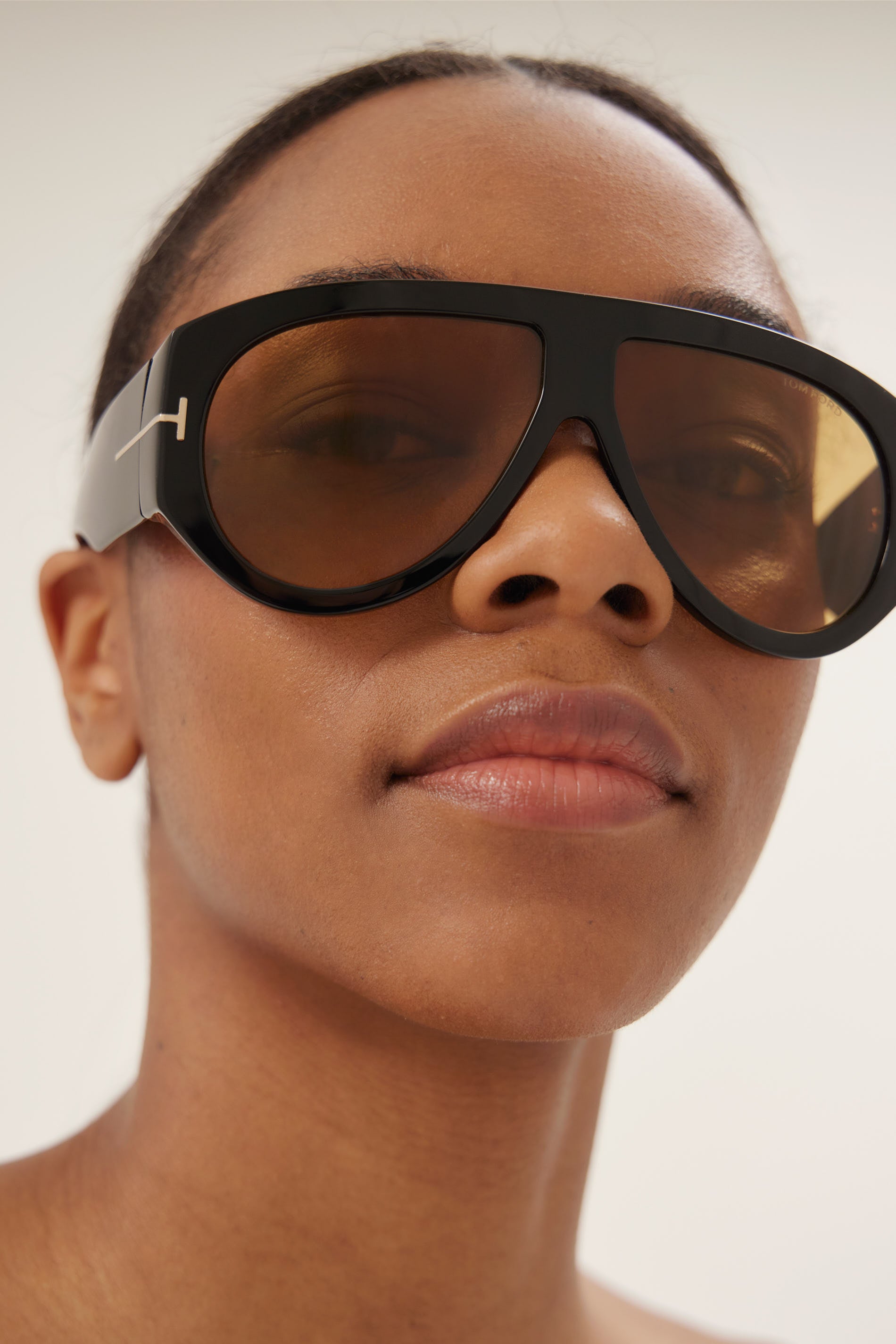 Tom Ford Bronson black and yellow pilot sunglasses