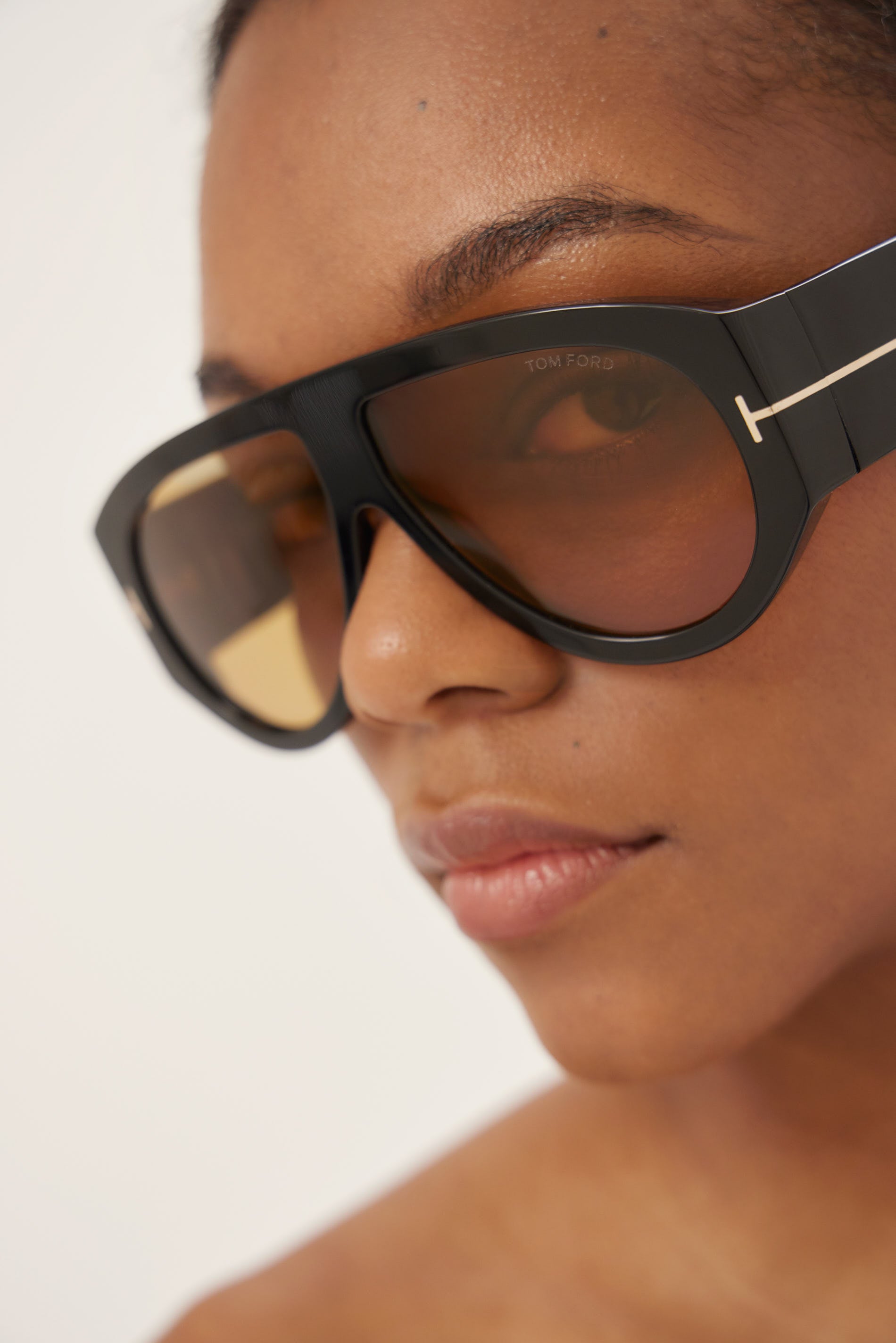 Tom Ford Bronson black and yellow pilot sunglasses