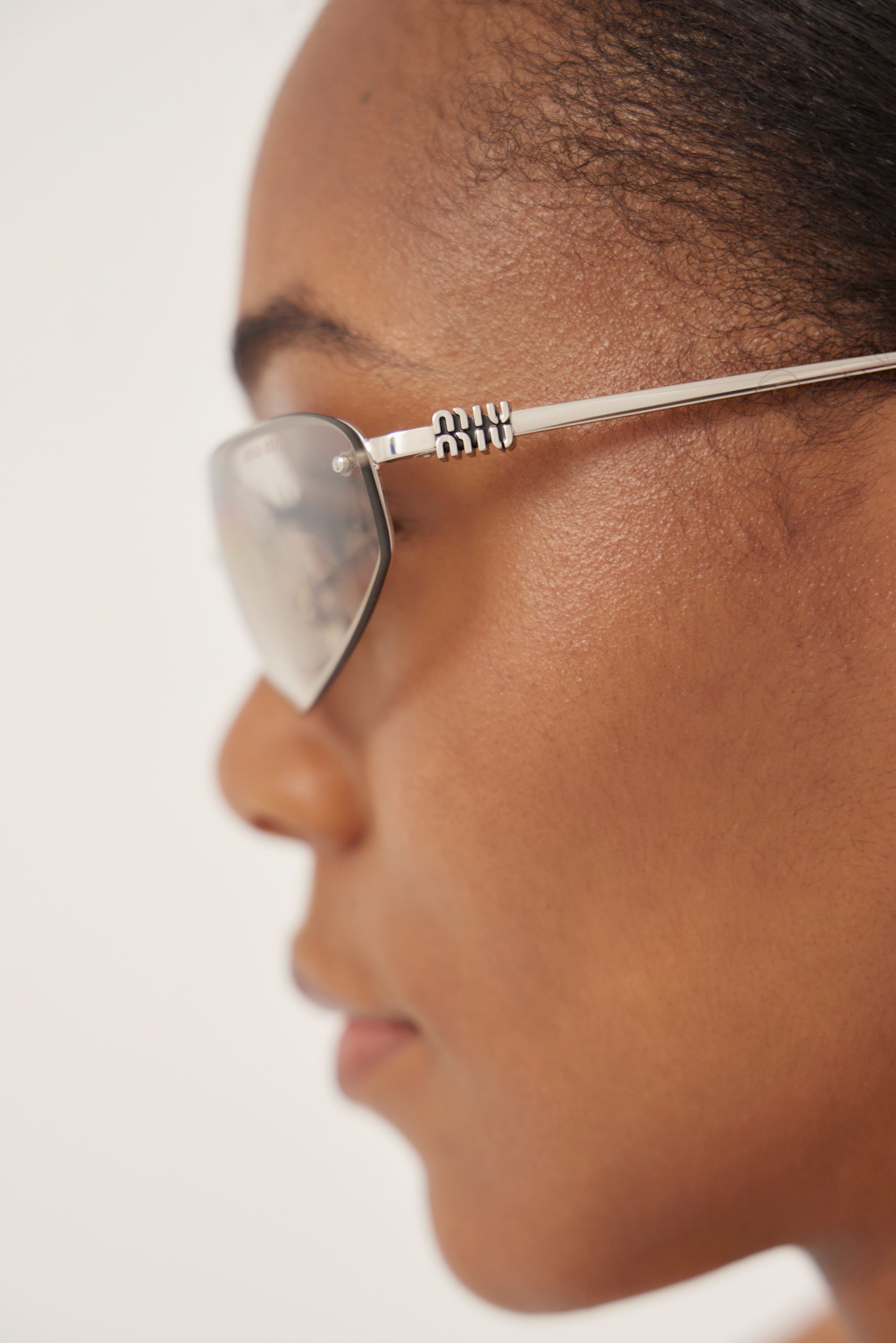 Miu Miu silver racing sunglasses 0MU A50S 1BC8H1