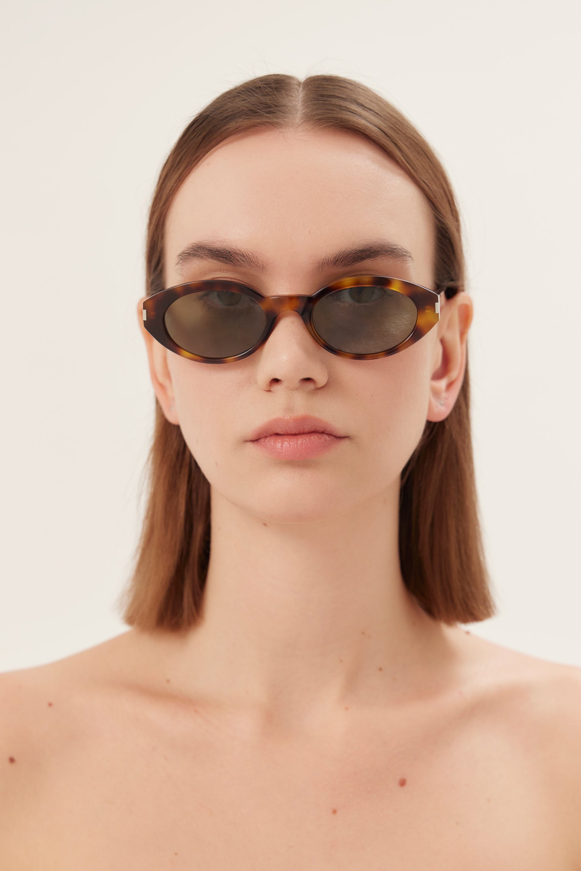 Saint Laurent oval micro havana sunglasses