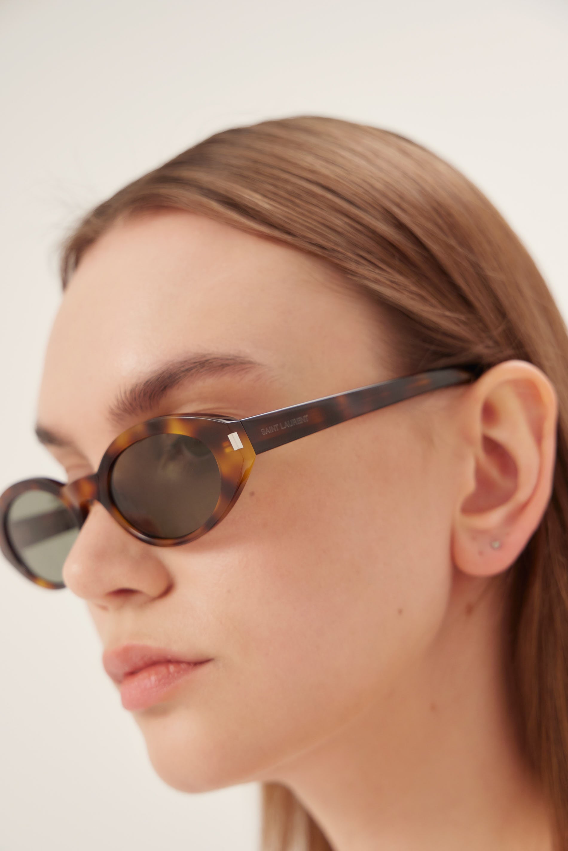 Saint Laurent oval micro havana sunglasses